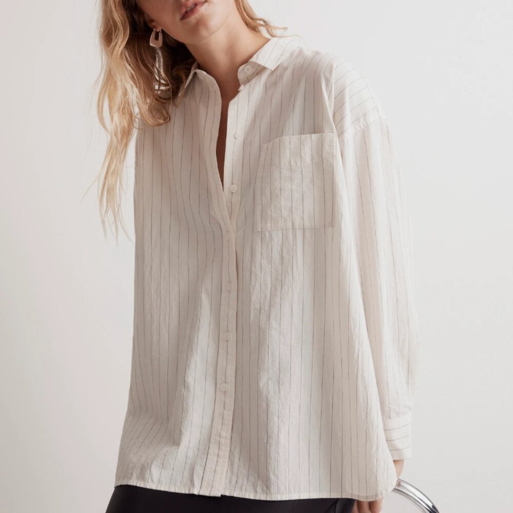 Madewell The Signature Poplin Oversized Shirt in Stripe